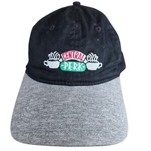 Friends Central Perk Spellout Logo Baseball Hat Cap Black Gray Adjustable Strap